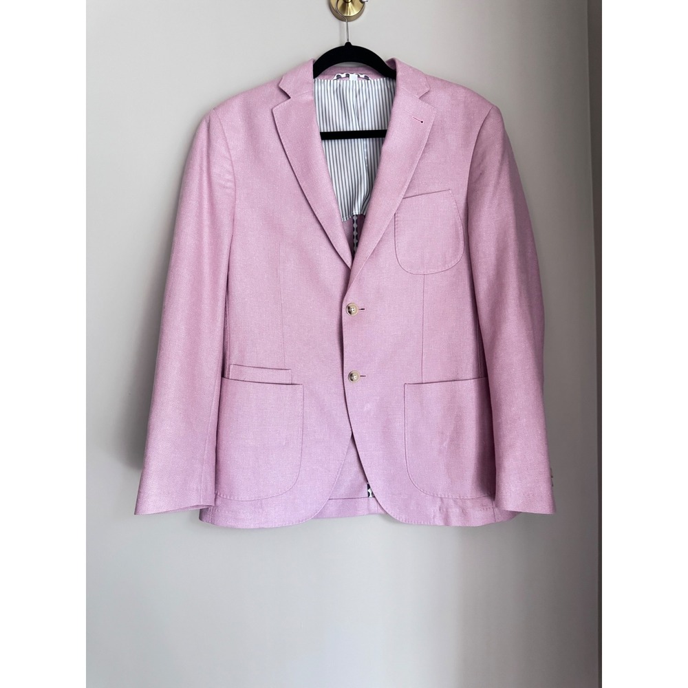JKT New York‎ Bond Pink Silk Wool Blend Blazer Sport Coat 38R Summer Wedding